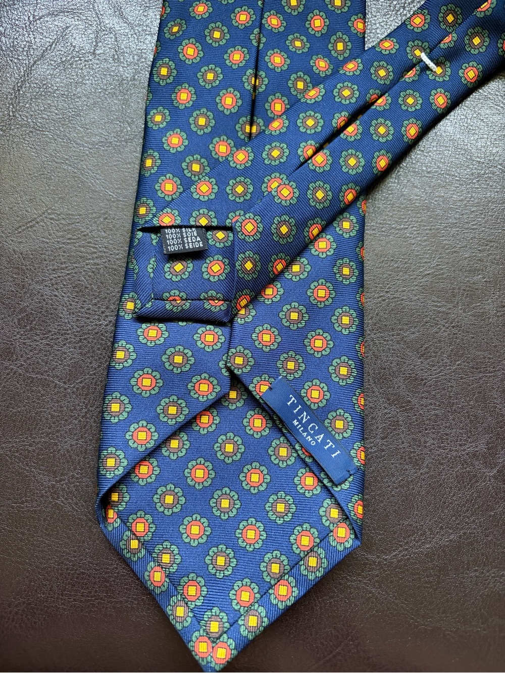 Tincati Milano Men’s Blue Floral Silk Tie